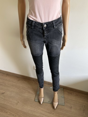 Jean noir avec simili - , cuir