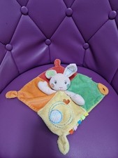 Doudou plat lapin jaune vert rouge orange coeur BABY AUCHAN - 12958