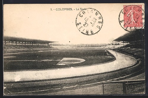 Cpa colombes stade avec - colombes,,