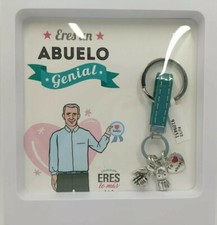 Porte-Clés D'ABUELO. Cuir Et Argent. Anneaux En Acier.