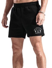 Homme Shorts de Sport athlétisme Bodybuilding Shorts Poche 5“ Coton Noir M