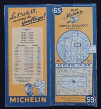 Carte MICHELIN 65 AUXERRE DIJON 1946 Guide Bibendum pneu tyre map