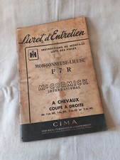 manuel entretien et liste des  pièces moissonneuse à chevaux IH MAC CORMICK F7R