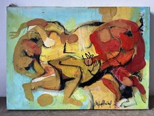 Tableau Peinture Joueurs De Foot, Moderne, Signé