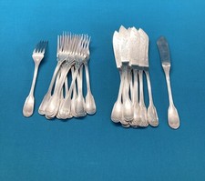 RARE 12 couverts à poisson CHRISTOFLE modèle FILET CHINON métal argenté 19 eme
