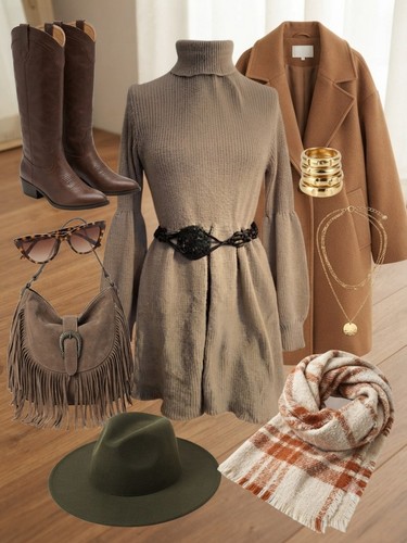 Robe pull laine beige - beige, camel