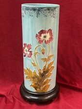 Rare Porte Parapluie Faïence Barbotine Majolica Onnaing Décor Art Nouveau 1900