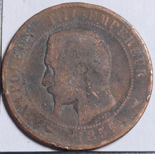 10 centimes Napoléon III 1855 W Tête de chien Lille France - 507775