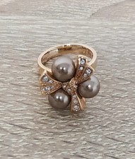 Bijoux fantaisie Pierre Lang bague déclaration pierres blanches perles ancien...