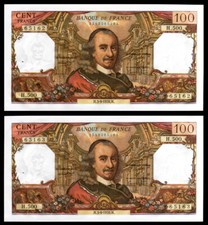 Billet France - 100 Francs Corneille - 03-09-1970 -H 500 -PAIRE SPL -Fay : 65.32