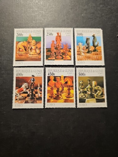 Timbre guinée échecs pièces - timbre,