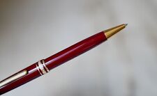 BEAU STYLO BILLE MONTBLANC MEISTERSTÜCK EN RESINE BORDEAUX & PL. OR 18 CARATS