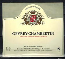 Etiquette  Vin de Bourgogne-Gevrey Chambertin-Domaine Lécheneaut-R.134