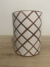 Ancien vase céramique signé Robert Picault blanc et marron 17 cm très bon état