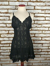 Delicates Nighty Chemise SEXY Sheer Black Lace Size S D37