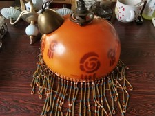 Pâte de Verre Suspensions Abat-jour Ancien Opaline ( Signé Stanislas )