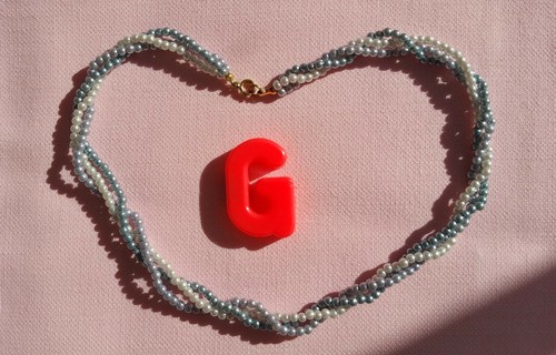 Collier vintage neuf bleu - collier,