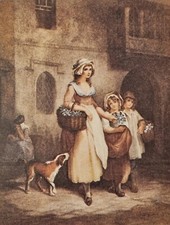 Estampe XIXe "Poignées de primeroses" Cries of London Wheatley & L. Schiavonetti