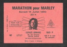 RARE / TICKET BILLET CONCERT - BOB MARLEY : MARATHON LIVE PARIS ( FRANCE ) 1990