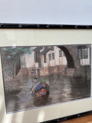 Cadre tableau asie broderie - tableau, de