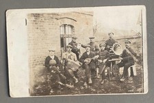 CARTE PHOTO Musique Music Accordéon Banjo Phonographe Gramophone Pavillon Hommes