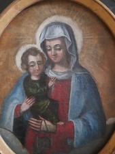 Vierge à l'enfant XIXEME siècle. Huile sur carton