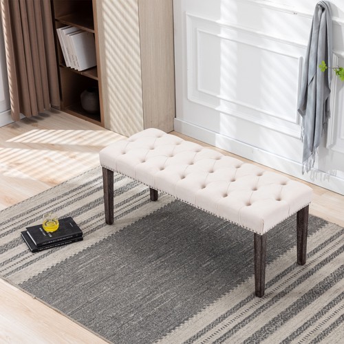 Tufted velvet bench ottoman - tufted,