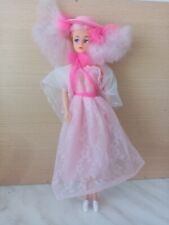 POUPEE MANNEQUIN  BARBIE CHEVEUX ROSE ROBE LONGUE ROSE + ACCESSOIRES