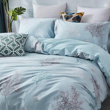 Coastal Beach Bedding Set 100% Cotton Duvet Cover Set Reversible Zipper Closure