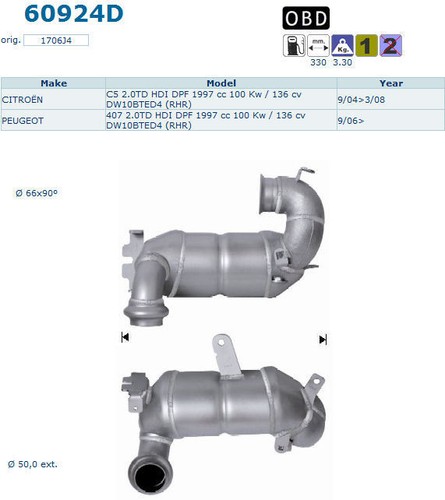 Pot catalytique citroen - catalytique, c5