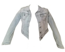 Veste en jeans Stradivarius effet déchiré et délavé, 4 poches. Taille : M