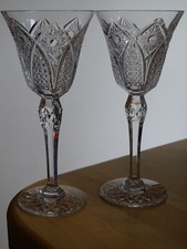 TWO VINTAGE PORT WINE GLASSES CRYSTAL SAINT LOUIS PATTERN STELLA CUT 6,10"