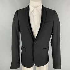 THE KOOPLES Taille 38 Noir Tissé Laine Smoking Manteau Sport