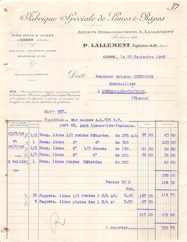 Facture 1928 fabrique - facture,