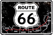 PLAQUE METAL ROUTE 66/USA