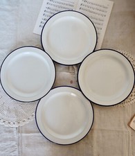4 assiettes plates vintage porcelaine bleu et blanche italienne Nueva Fontebasso