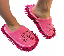 Pantoufles 'Lazy Bitch' Duster | Cadeau Rigolo & Fantaisie pour Elle | Nettoyage