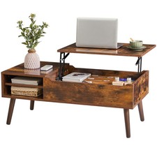 Table Basse Plateau Relevable, Table Basse Extensible, Compartiment de Rangem...