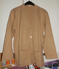 Gilet cardigan femme T34-36 beige, manches longues, col en V, acrylique