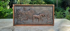PLAQUE BAS-RELIEF EN BRONZE " PAYSANS AUX MOISSONS " 45 x 23,5 CM -  4,4 KILOS