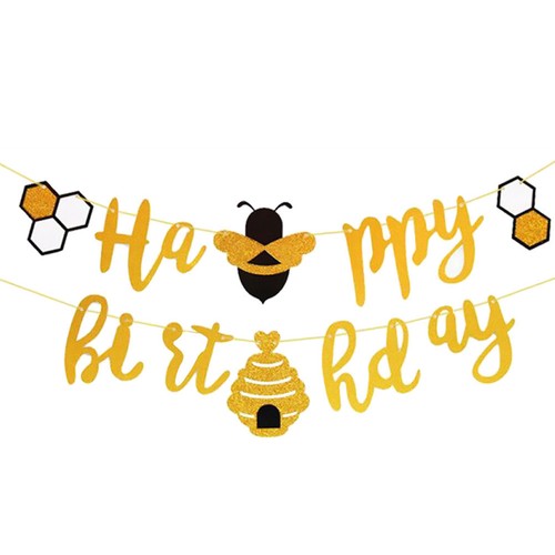 1pc honey bee birthday flag - honey,