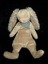 Doudou peluche Lapin marron beige nez rose foulard vert Maileg Mellow 33 cm