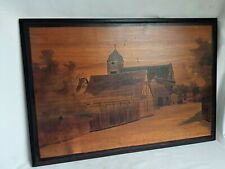 Tableau pyrogravé - village