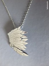 Collier   chaine et pendentif coiffe  d'indien