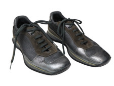 Chaussures Prada Pour Homme (UK) 8 Gris/Argent À Lacets Basses En Suède Mélangé