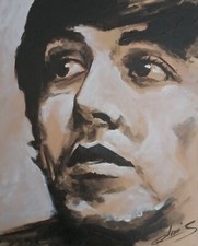 TABLEAU PEINTURE TOILE PORTRAIT BEATLES PAUL MCCARTNEY STAR ROCK SIGNE CHRISK