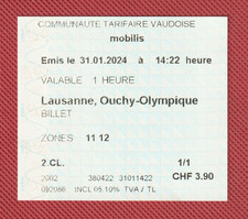 NEW ! LAUSANNE, OUCHY-OLYMPIQUE / SUISSE. RARE TICKET METRO.  ANNEE 2024. TTB