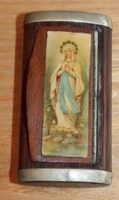 ancienne boite a priser tabatière notre dame de lourde ( objet religieux )
