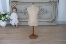 Petit mannequin ancien enfant shabby buste tissu bois mercerie couture