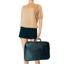 Mallette / Sacoche / Porte documents en vinyle veiné noir | Vintage 60s